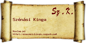 Szénási Kinga névjegykártya